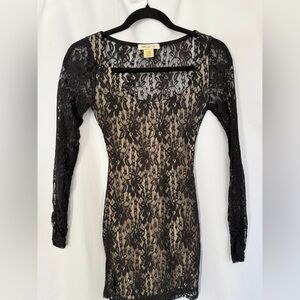 Arden B Black Lace Mini Dress